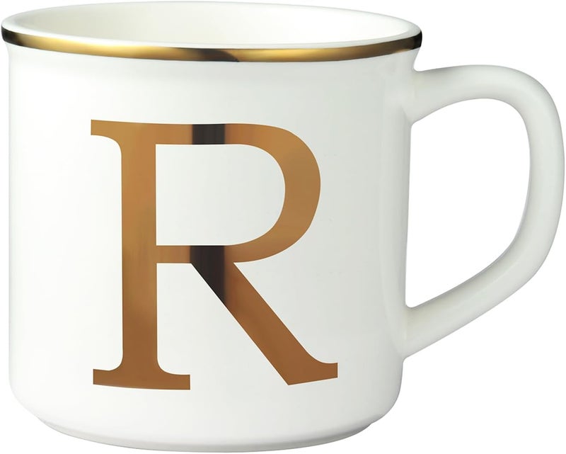 Miicol Ceramic Coffee Mug 16 oz, Monogram Coffee Cup, Golden Initial Tea Mug, Personalized Tea Cup, Unique Gift, Large Mug for Home, Office, Letter R - Image 1